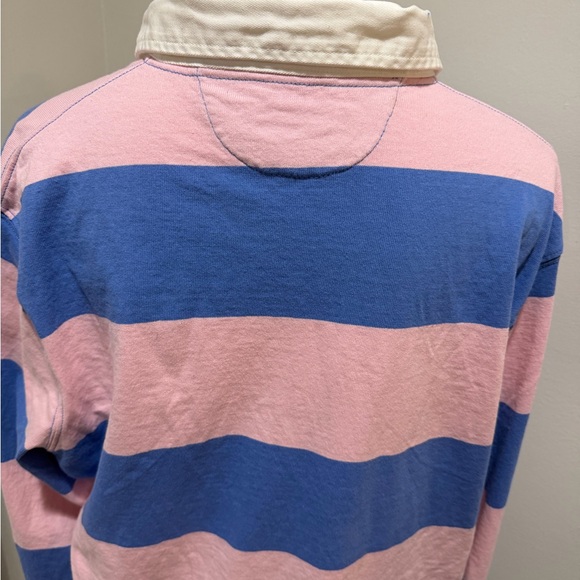 Polo Ralph Lauren Men Long Sleeve Rugby Shirt Garden Pink/New England Blue XL - Picture 9 of 16